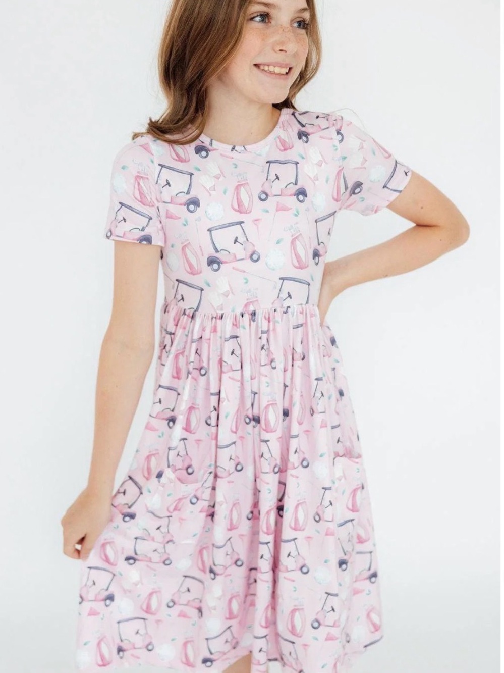 NWT Mila and Rose TEE TIME S/S POCKET TWIRL DRESS Golf Cart 9 - 10